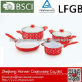 7pcs White ceramic coating outside siclk screen painting frypan set